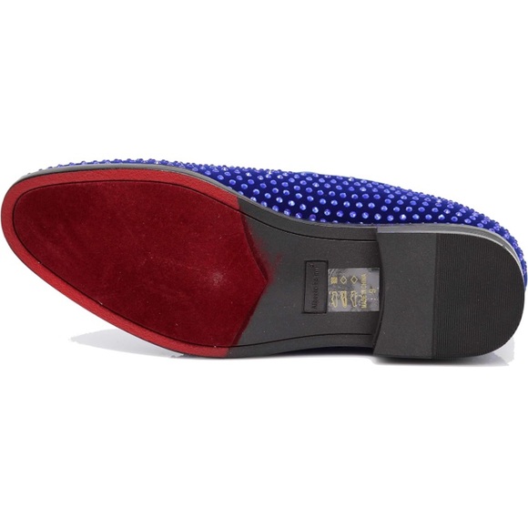 Velvet Rhinestone Designer Dress Loafers Slip On Classic Tuxedo Dress Shoes - Picture 3 of 11